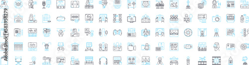 Audio and music vector line icons set. Music, Audio, Sound, Melody, Beat, Adaptation, Recording illustration outline concept symbols and signs