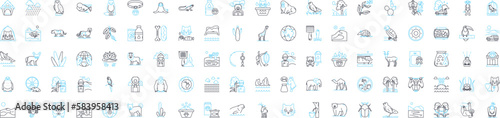 Cute animals vector line icons set. Furry, Puppy, Kitten, Cuddly, Lamb, Bunny, Adorable illustration outline concept symbols and signs