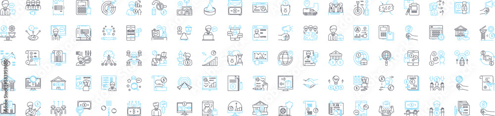 Risk management vector line icons set. Risk, Management, Assess, Analyze, Avoid, Control, Mitigate illustration outline concept symbols and signs