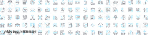 Risk management vector line icons set. Risk  Management  Assess  Analyze  Avoid  Control  Mitigate illustration outline concept symbols and signs