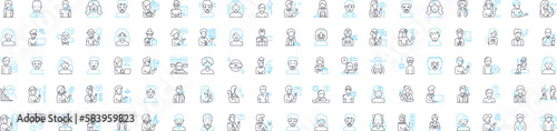 People emotions vector line icons set. Joyful, Sad, Content, Excited, Afraid, Bitter, Loving illustration outline concept symbols and signs