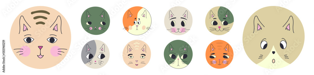 Funny cat face, abstract personage, mascot design, funny face, cute icon. Funny cat face, abstract personage, mascot design, funny face, cute icon.