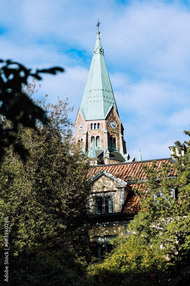 Vertical shot of the Sofia church in Sodermalm Vertical shot of the Sofia church in Sodermalm