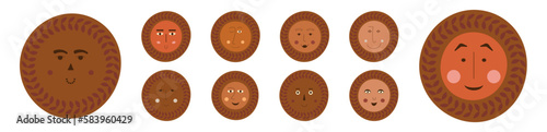 Male bizzare visage, abstract personage, mascot design, funny face, cute icon.
