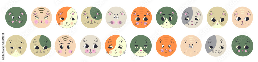 Funny cat face, abstract personage, mascot design, funny face, cute icon. Funny cat face, abstract personage, mascot design, funny face, cute icon.