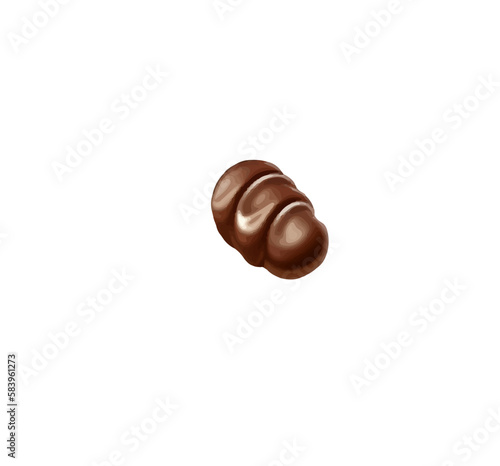Cartoon chocolate cake or brownie with soufflé isolated on white background. Vector illustration