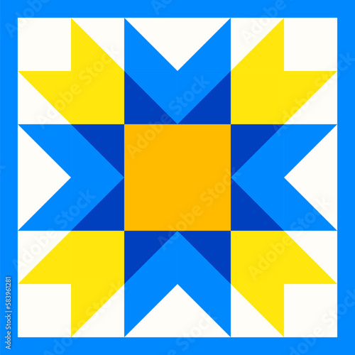 Abstract geometric star pattern inspired by duvet quilting