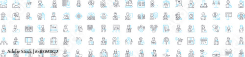 Job career vector line icons set. job, career, employment, vocation, occupation, work, profession illustration outline concept symbols and signs