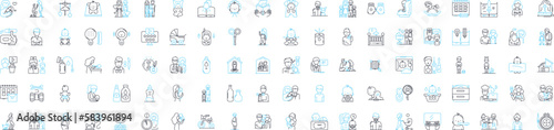 Kids vector line icons set. Children, Toddlers, Babies, Preschoolers, Juveniles, adolescents, Teenagers illustration outline concept symbols and signs