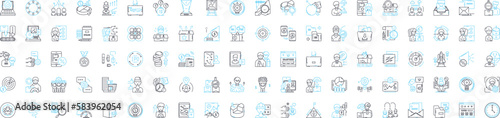 Team strategy vector line icons set. Collaboration, Planning, Alignment, Execution, Communication, Participation, Synergy illustration outline concept symbols and signs