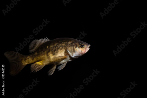 Portrait of a fish black background, Generative AI