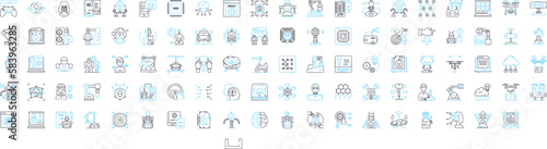 Robotitcs vector line icons set. Robotics, Automation, AI, Programmable, Machines, Autonomous, Networks illustration outline concept symbols and signs