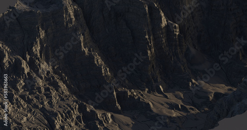 3D renders - front view - Abstract mountains