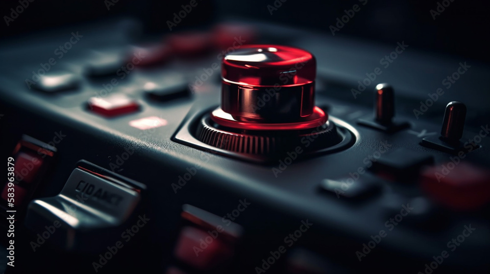 Close up of control buttons. Selective focus.generative ai Close up of control buttons. Selective focus.generative ai
