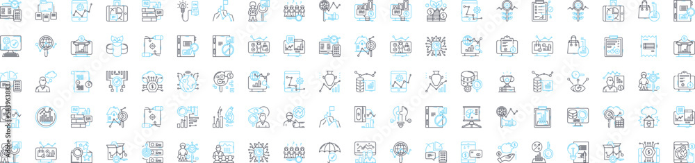 Business research vector line icons set. Business, Research, Analysis, Market, Study, Planning, Survey illustration outline concept symbols and signs