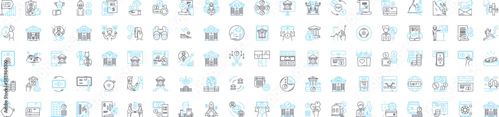 market finance vector line icons set. Finance, Markets, Investing, Trading, Securities, Bonds, Stocks illustration outline concept symbols and signs
