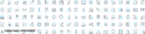 Biotechnology vector line icons set. Biotech, Genetics, Bioengineering, Genomics, Recombinant, Microbiology, Enzymes illustration outline concept symbols and signs