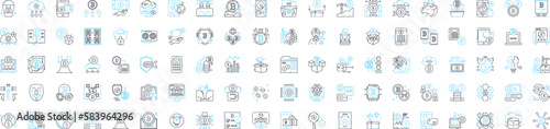Crypto tech vector line icons set. Cryptocurrency, Blockchain, Mining, Security, Trading, Exchange, Algorithm illustration outline concept symbols and signs