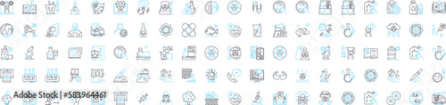 Biology science vector line icons set. Biology, Science, Biochemistry, Cell, Evolution, Genetics, Molecules illustration outline concept symbols and signs