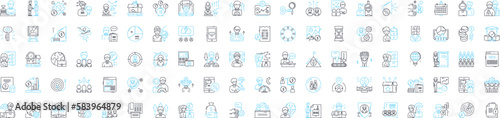 Credit management vector line icons set. Credit, Management, Debt, Financing, Collection, Score, Reports illustration outline concept symbols and signs