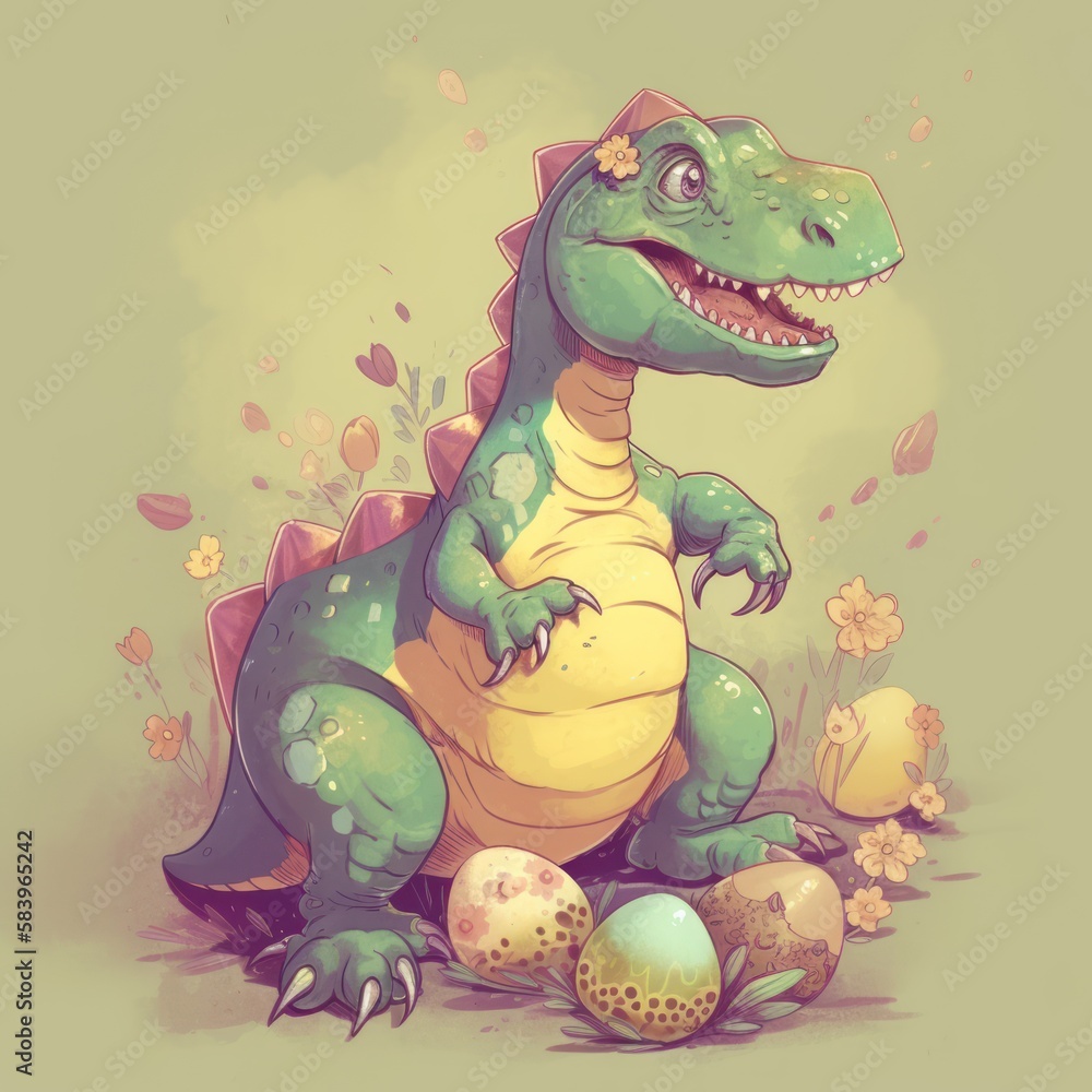 Naklejka premium Easter Dinosaur Art