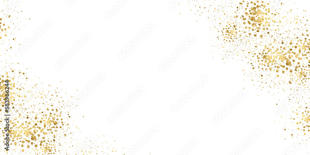 Gold Foil Frame Gold brush stroke on transparent background luxury sparkling splatter border.