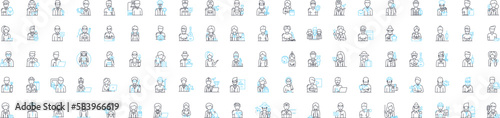 Occupation vector line icons set. Job, Work, Task, Profession, Post, Vocation, Calling illustration outline concept symbols and signs