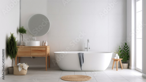 modern white bathroom interior  Generative AI