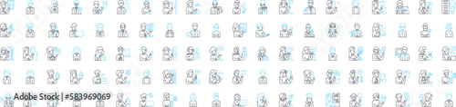 Avatars vector line icons set. Personas, Characters, Forms, Idols, Avatars, Representations, Embodiments illustration outline concept symbols and signs photo