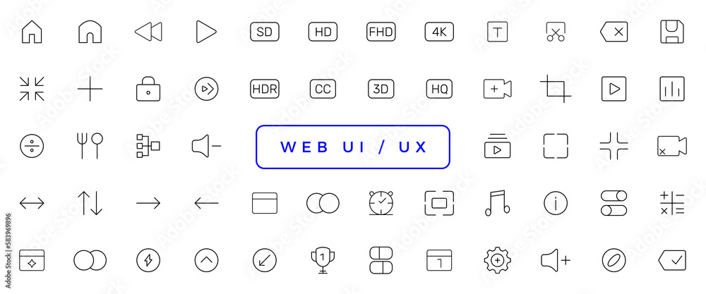Set of outline ui and ux icons. Minimalist thin linear web icon set Set of outline ui and ux icons. Minimalist thin linear web icon set