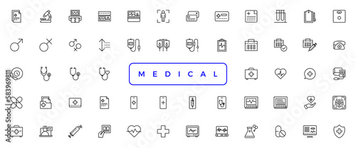  Medecine and Health flat icons. Collection health care medical sign icons