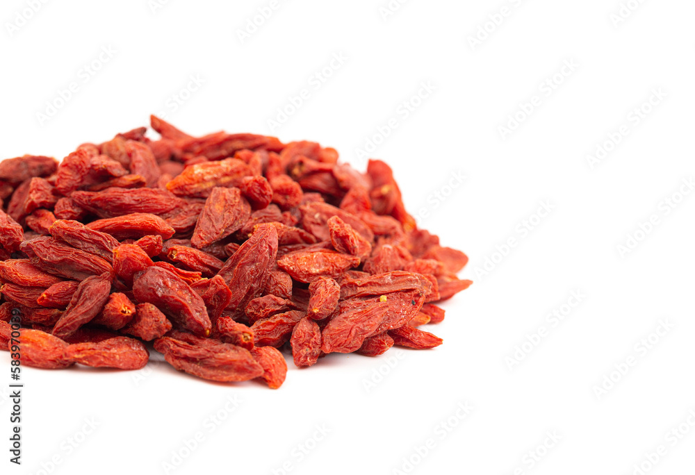 Dried Red Goji Berries Isolated on a White Background Dried Red Goji Berries Isolated on a White Background