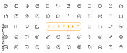 content simple concept icons set. Contains such icons as vector image, media, video, social content and more, can be used for web, logo, UI/UX