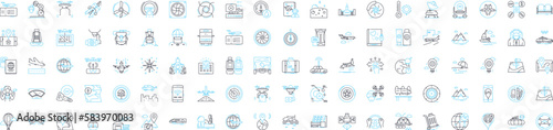 Cargo logistics vector line icons set. Shipping, tracking, distribution, management, scheduling, planning, transportation illustration outline concept symbols and signs