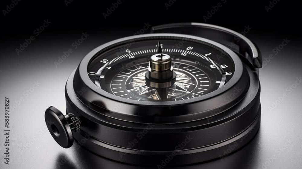 Compass with magnifying glass on a dark background. generative ai Compass with magnifying glass on a dark background. generative ai