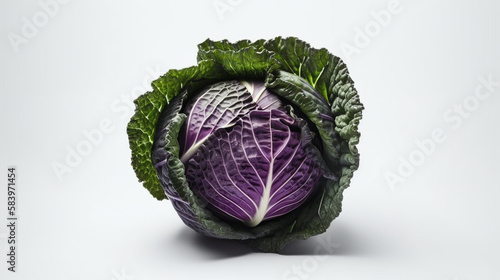Fresh savoy cabbage isolated on white background.generative ai