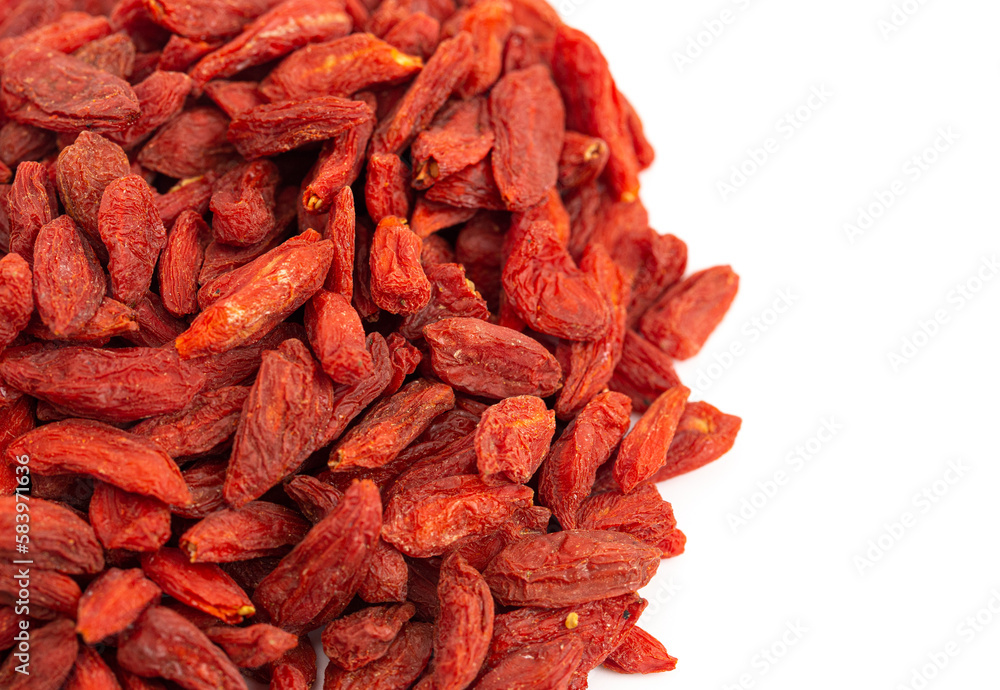 Dried Red Goji Berries Isolated on a White Background Dried Red Goji Berries Isolated on a White Background