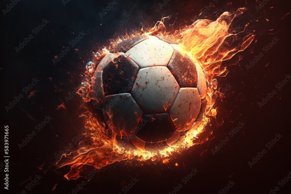 Fototapeta premium football in fire created with generative ai