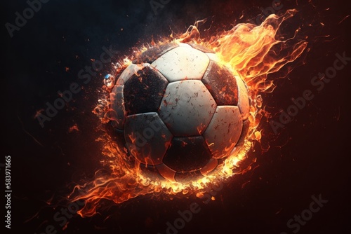 football in fire created with generative ai