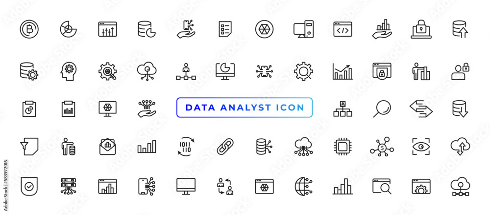 Data Analytic thin line icon set. Data Analysis editable stroke icons. Data analytics, mining, optimization, processing, statistic, monitoring, analysis Data Analytic thin line icon set. Data Analysis editable stroke icons. Data analytics, mining, optimization, processing, statistic, monitoring, analysis
