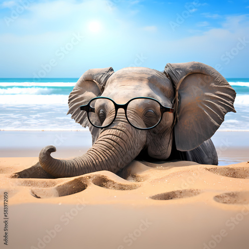 Elephant using eye glasses