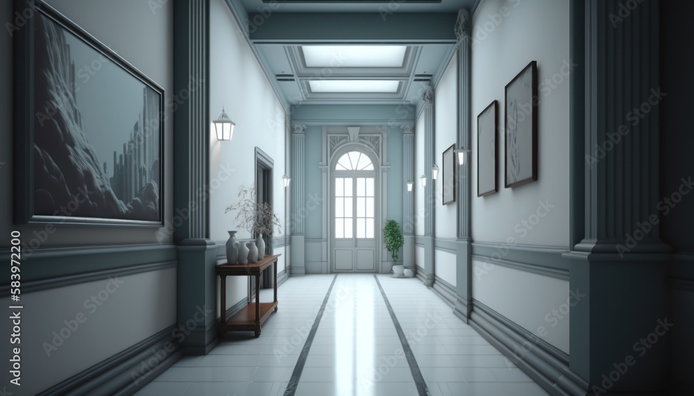 Obraz premium corridor in the hotel. generative ai.