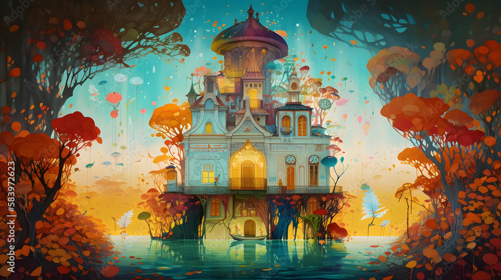 Whimsical Royalty: The Enchanted Rococo Castle, AI Generative