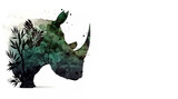 Rhino banner. Rhino vegetable background. AI generated