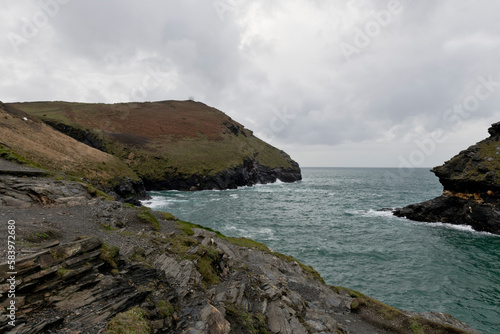 Cloudy day at Boscastle, Cornwall, England photo