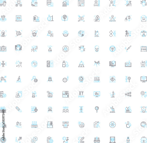 Biochemistry vector line icons set. biochemistry, metabolism, proteins, DNA, enzymes, amino acids, carbohydrates illustration outline concept symbols and signs