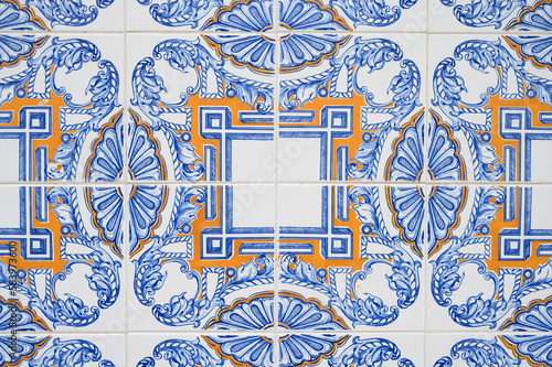 Traditional ornate portuguese decorative tiles azulejos. Backgrounds, textures.