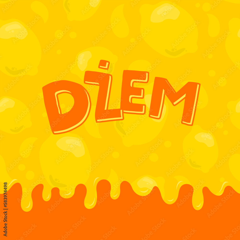 Vector Lettering Illustration with word Dżem (mean Jam in Polish) on tasty background