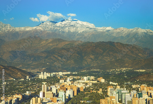 Aerial view of Andes mountain range in Santiago, Chile © Acordi/Wirestock Creators
