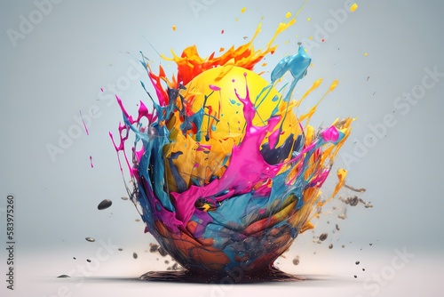 Easter egg colorful explosion Easter egg paint splash. Generative AI